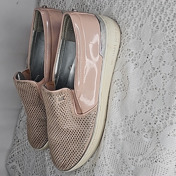 MICHAEL Michael Kors blush pink leather mesh slip on boat shoes flats sz 9 - Picture 5 of 9